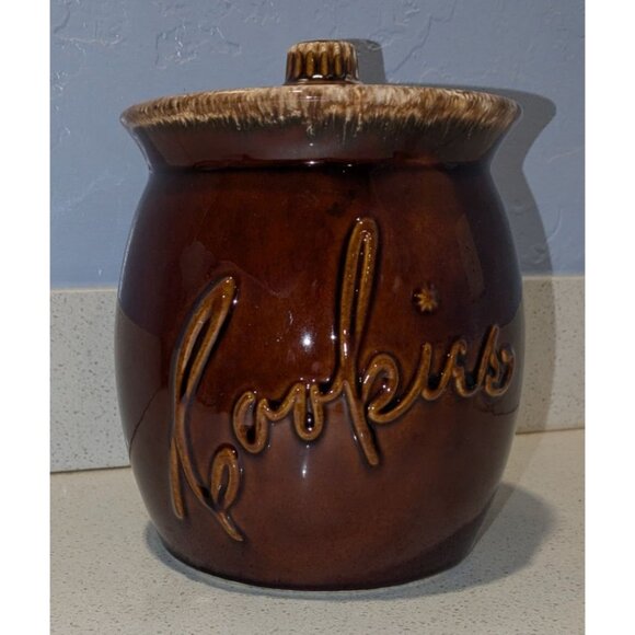 Hull Cookie Jar with Lid Oven Proof Brown Drip Glazed Ceramic Pottery with Lid - Picture 14 of 16